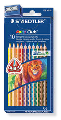 Staedtler Noris Clup Jumbo Üçgen 10'lu Kalemtraş Hediyeli Kuru Boya Seti