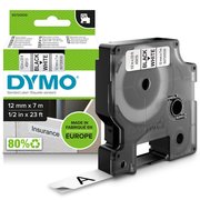 DYMO D1 12 mm x 7 mt Siyah / Beyaz Yedek Şerit 45013