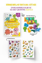 Dinozorlar Boyama Kitabı - Oyun Hamuru Kalıbı ve 50 Adet Çıkartma Hediyeli 3 + Yaş
