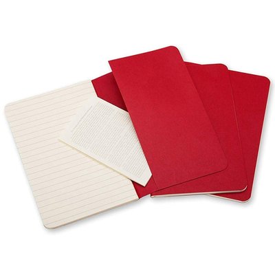 Moleskine Cahier X Large Ruled Notebook Red çizgili 3'lü paket