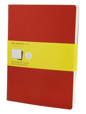 Moleskine Cahier X Large Squared Notebook Red kareli 3'lü paket