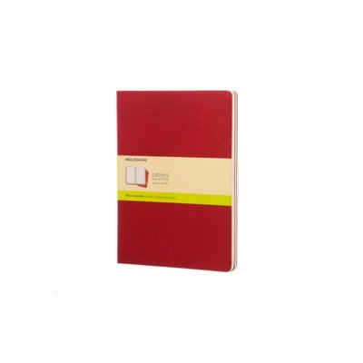 Moleskine Cahier X Large Plain Notebook Red Düz 3'lü Paket