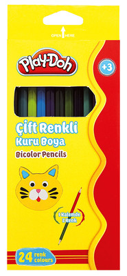 Play-Doh 24 Renk 12'li Bicolor Kuruboya Kalemi PLAY-KU011