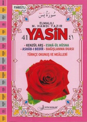 41 Yasin Türkçe Okunuş ve Mealleri - Rahle Boy Pembe Güllü (Kod Fo34)
