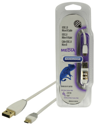 Bandridge BBM60410W20 USB A Male - USB Micro A Male 2m USB Altin Kaplama Kablo