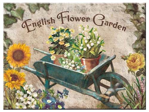 Nostalgic Art English Flower Garden Blue Barrow Magnet 6x8 cm 14266