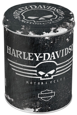 Nostalgic Art Harley Davidson Skull Yuvarlak Teneke Saklama Kutusu 30504