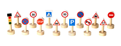 Plan Toys Trafik İşaretleri ve Işıklar Seti (Set of Traffic Signs & Lights) 6203
