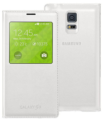 Samsung Galaxy S5 S-View Wireless Şarj Kılıf Beyaz