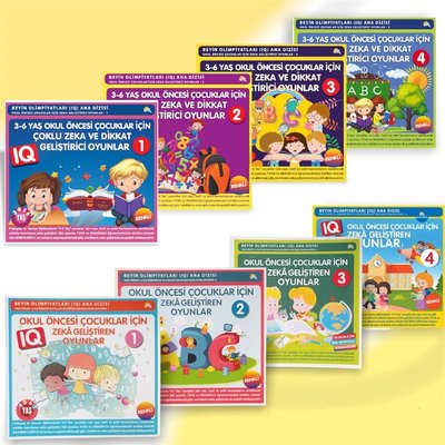 4-7 Yaş Okul Öncesi Çocuklar İçin Zeka Geliştiren Oyunlar - 8 Kitap Takım