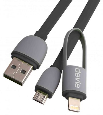 Devia Lightning ve Micro USB Şarj ve Senkronizasyon Kablosu (Siyah)