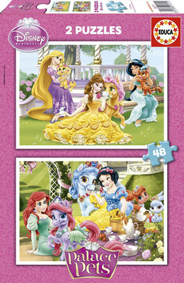 Educa Puzzle Çocuk 2X48 Palace Pets 16171 Disney Karton