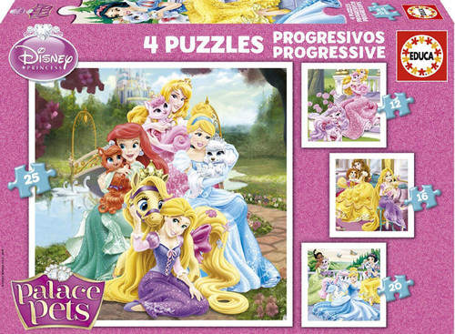 Educa Puzzle Çocuk 12+16+20+25 Palace Pets 16172 Disney Karton