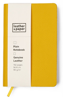Leather & Paper Sarı Çuval Baskı Deri Defter 9x14