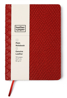 Leather & Paper Kırmızı Yılan Baskı Deri Defter 12x17