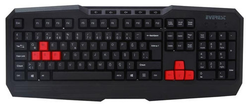 Everest K-9020 Siyah/kırmızı USB Oyun Q Multimedia Klavye
