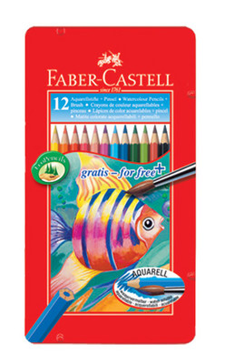 Faber-Castell Aquarell 12 Renk Metal Kutu Boya Kalemi 