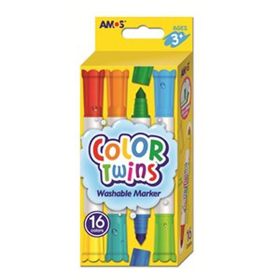 Amos Color Twins Çift Uçlu 16'lı Keçeli Kalem 
