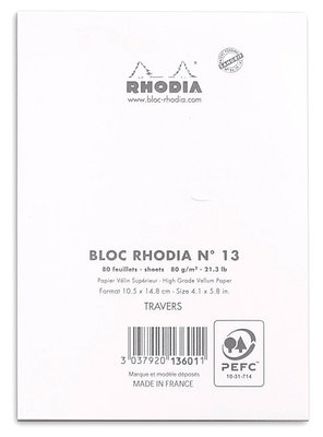 Rhodia Zımbalı Çizgili 80 Yaprak 105 x 148 cm Bloknot Beyaz 13601