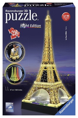 Ravensburger 3D Puzzle Eiffel-Night Plastik Puzzle 125791