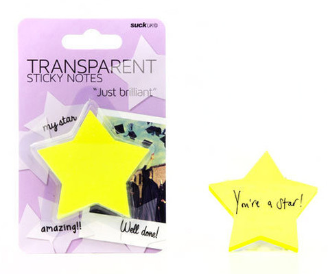 Suck Uk Transparent Star Sticky Notes - Yapışkanlı Not Kağıdı Transparan SK NOTESTAR1