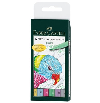 Faber-Castel Pitt Fırça Uç Pastel Renkler 6 Renk Çizim Kalemi