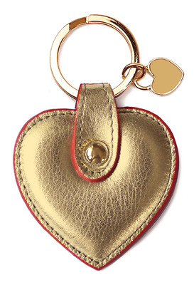 Leather & Paper Altın Deri Kalp Anahtarlık