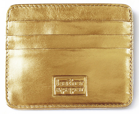 Leather & Paper Altın Deri Kredi Kartlık