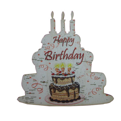 Ahşap Hediyelik Kart - Happy Birthday Pasta
