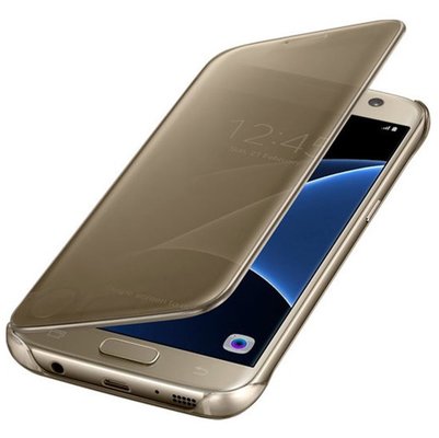 Samsung S7 Clear View Fonksiyonel Altın Kılıf 
