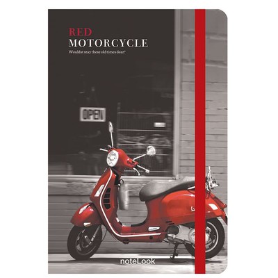 Notelook Red Motorcycle A7 Çizgili Defter