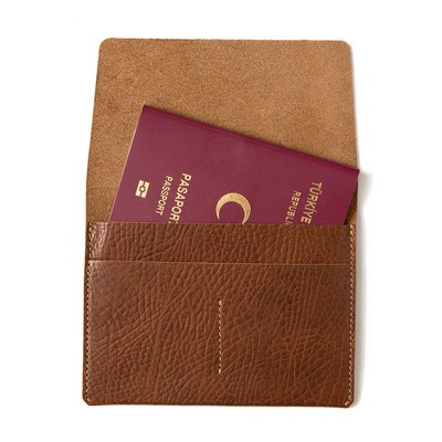 Leather & Paper Kahve Deri Pasaport Kılıfı