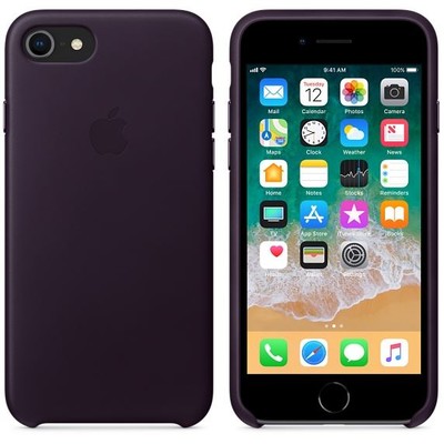 Apple iPhone 8 / 7 Deri Kılıf Patlıcan Moru MQHD2ZM