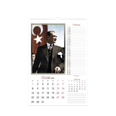 Keskin Color  31x43 12 Yaprak Spiralli 2024 Atatürk Duvar Takvimi