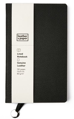 Leather & Paper Siyah Çizgili Deri Defter 13x21