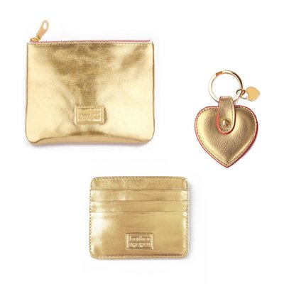 Leather&Paper Mini Çanta+Kartlık+Anahtarlık Altın