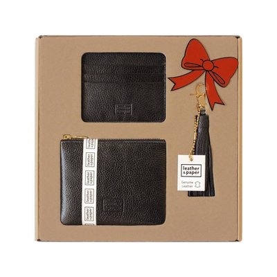 Leather&Paper Mini Çanta+Kartlık+Püskül Siyah