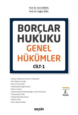 Borçlar Hukuku Genel Hükümler Cilt 1