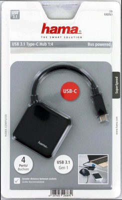 Hama USB 3.1 Type C Siyah Port Hub 