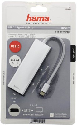 Hama USB-3.1-Type-C-Hub 1:3 Alu + HDMI