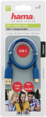 Hama USB C 0.75 m Flexi Mavi Kablo