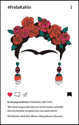 Aylak Adam Hobi Frida Kahlo Desen Bookstagram Defter