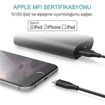 Anker Powerline II MFI Lisanslı Lightning Apple iPhone 0.9 Metre