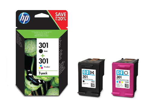 HP N9J72AE (301) Siyah/Üç Renkli 2Li Paket Mürekkep Kartuşları