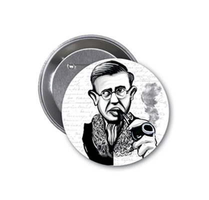 Aylak Adam Hobi-Jean-Paul Sartre Karikatür Rozet
