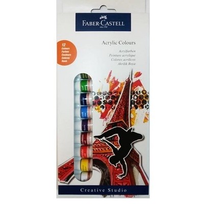 Faber-Castell 12 Renk Akrilik Boya 