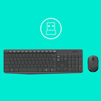 Logitech MK235 USB Alıcılı Kablosuz Türkçe Q Klavye Mouse Seti - Siyah
