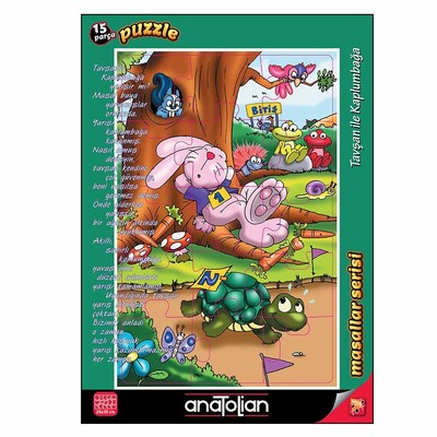 Anatolian Puzzle 15 Parça Tavşan İle Kaplumbağa 7451