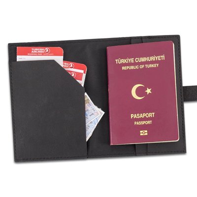 LeColor Deri Kahverengi Pasaport Çantası