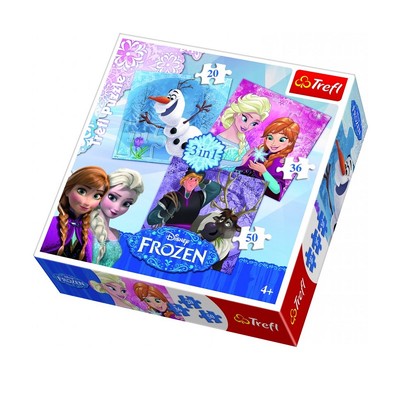 Trefl-Puzzle 3in1 Frozen Land Heroes / Disney Frozen 34810